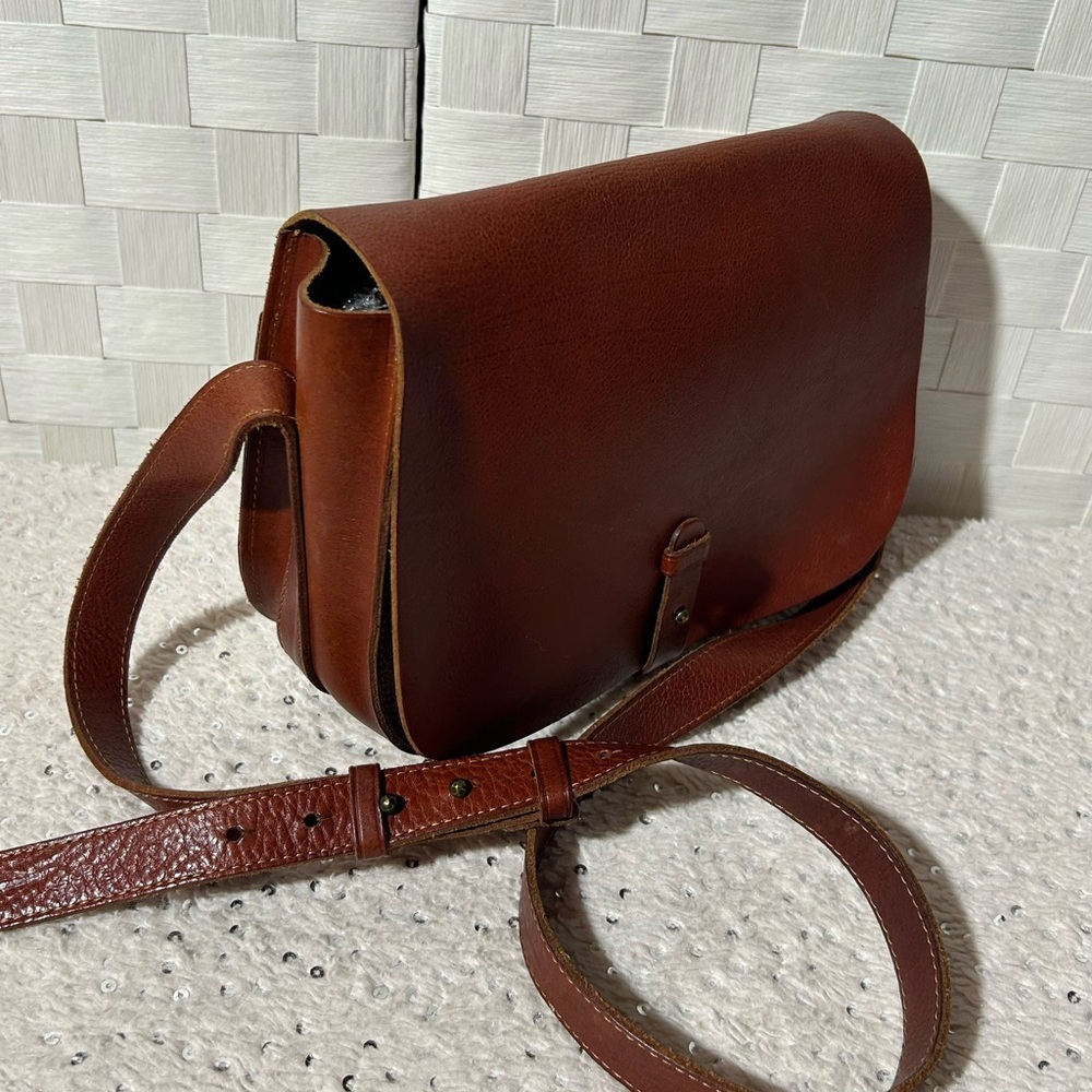 Vintage Lucky Brand Brown Leather Crossbody Saddle Bag - Picture 6 of 12